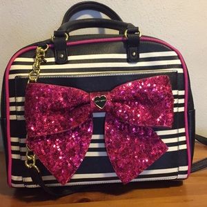 Nearly New Betsy Johnson Glitter Bow Satchel